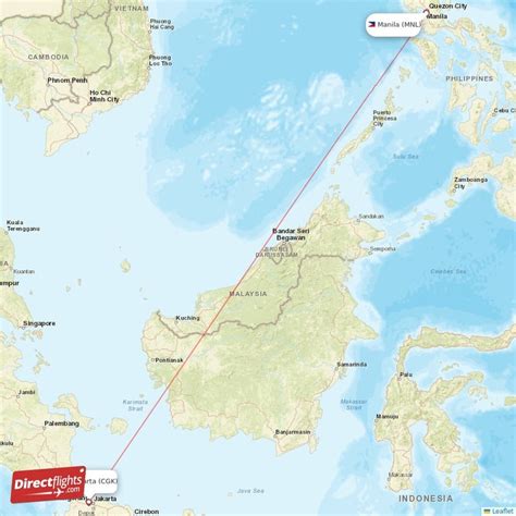 Manila to Jakarta distance (MNL to CGK) .
